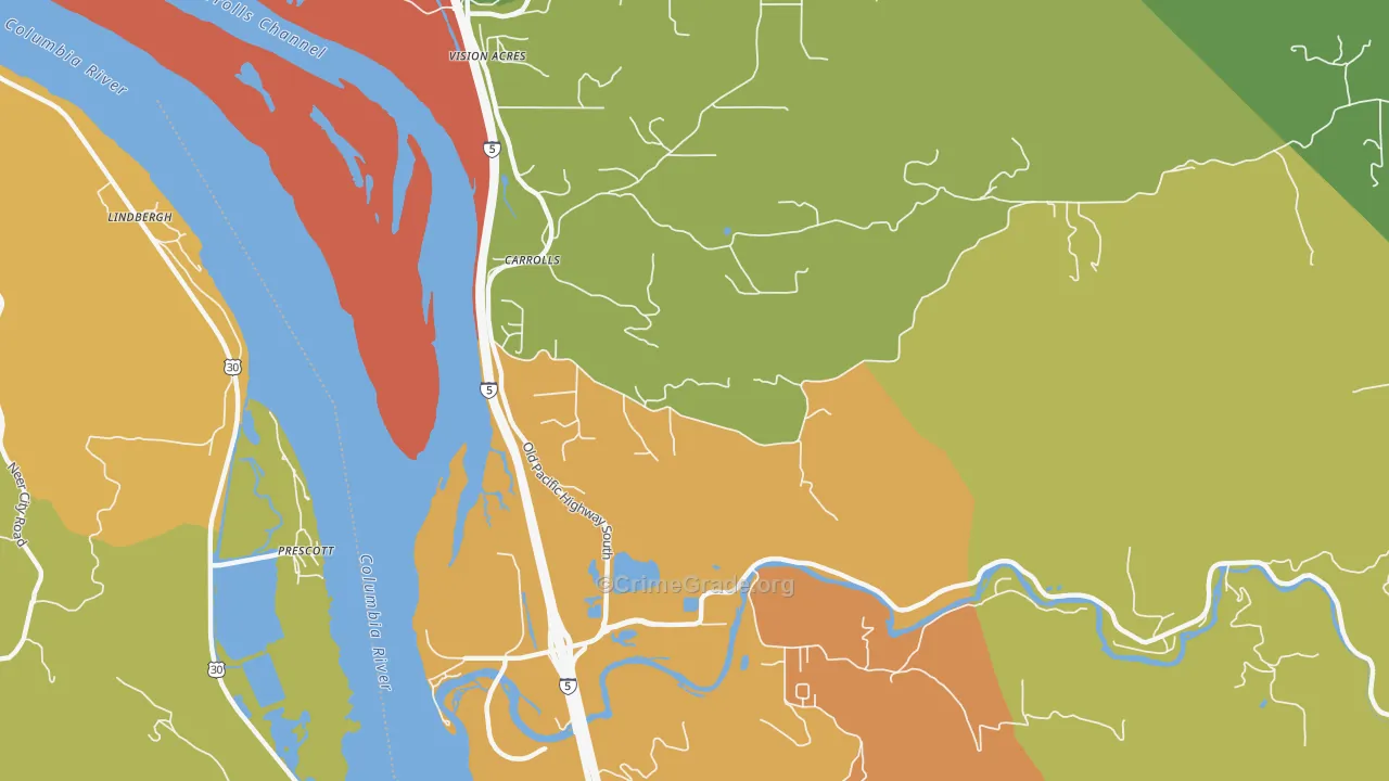 Carrolls, WA Map of Vandalism Rates