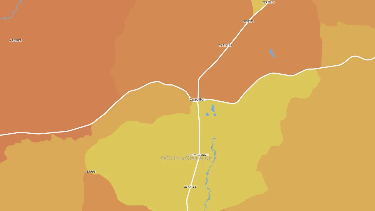 Carrollton, AL Map of Vandalism Rates