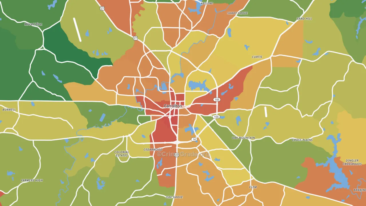 Carrollton, GA Map of Vandalism Rates