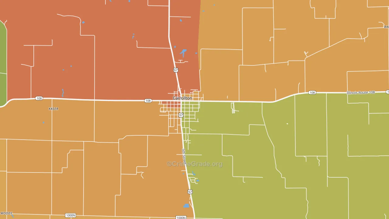 Carrollton, IL Map of Vandalism Rates