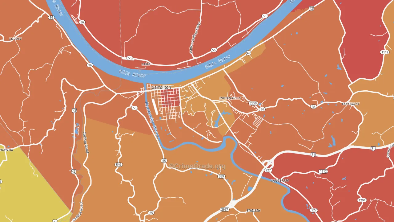 Carrollton, KY Map of Vandalism Rates