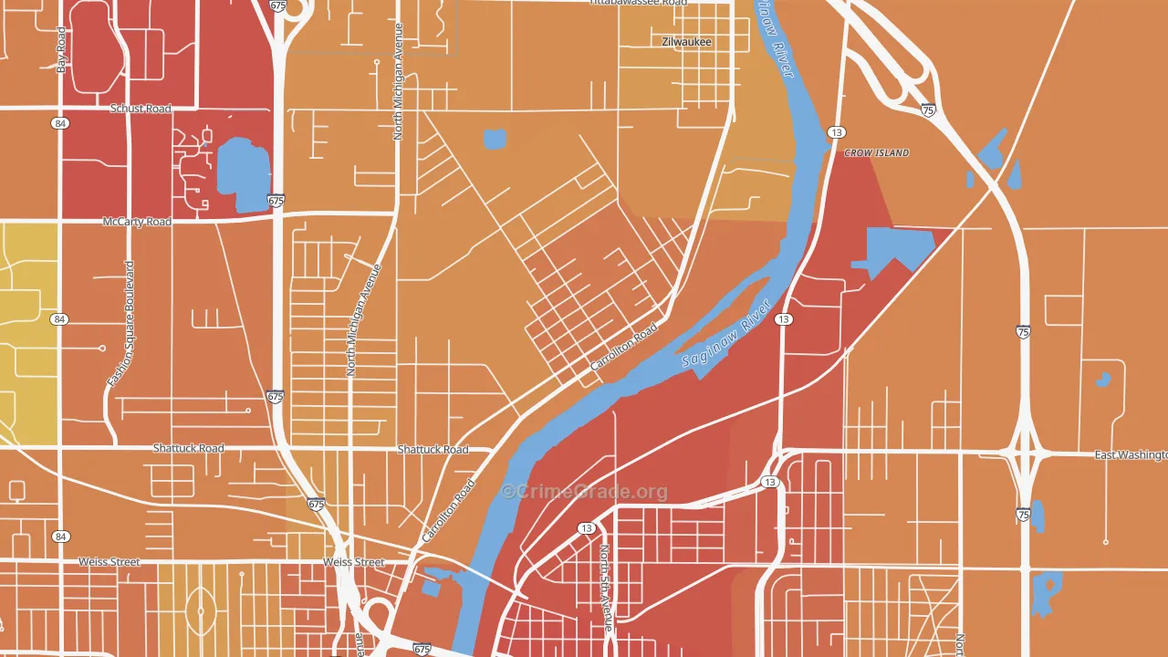 Carrollton, MI Map of Vandalism Rates