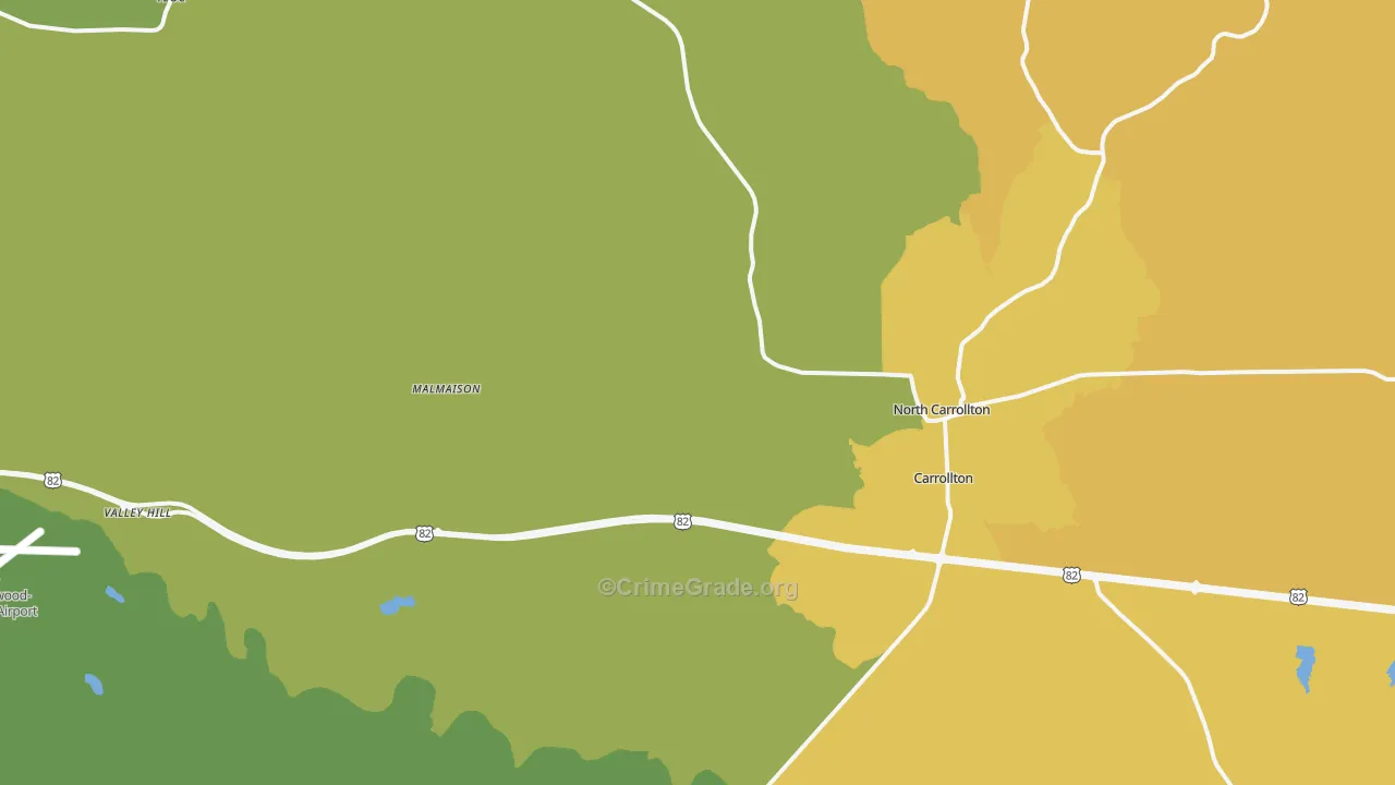 Carrollton, MS Map of Vandalism Rates