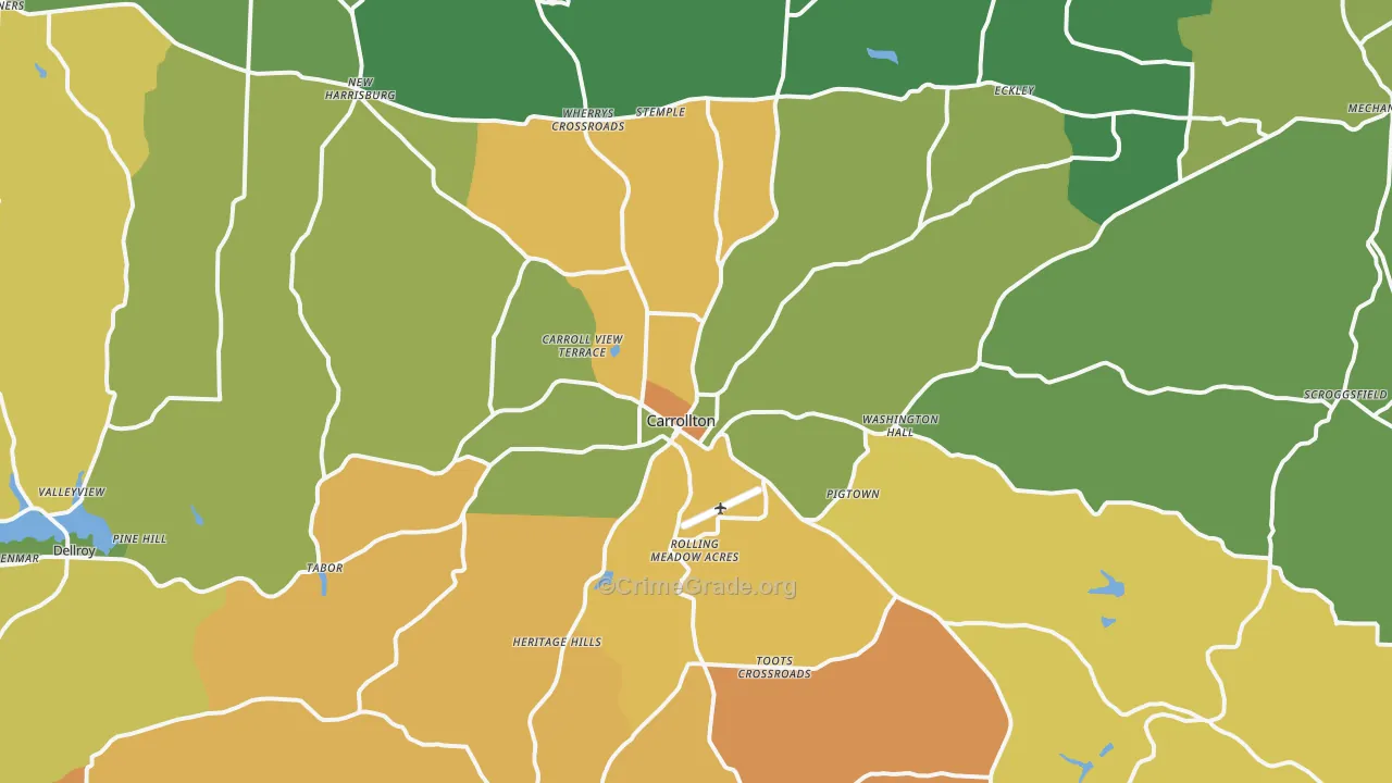 Carrollton, OH Map of Vandalism Rates