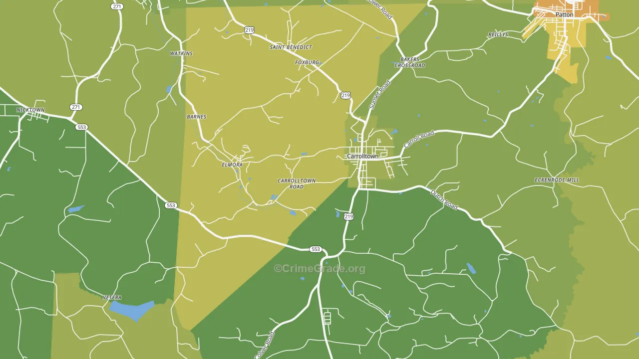Carrolltown, PA Map of Vandalism Rates