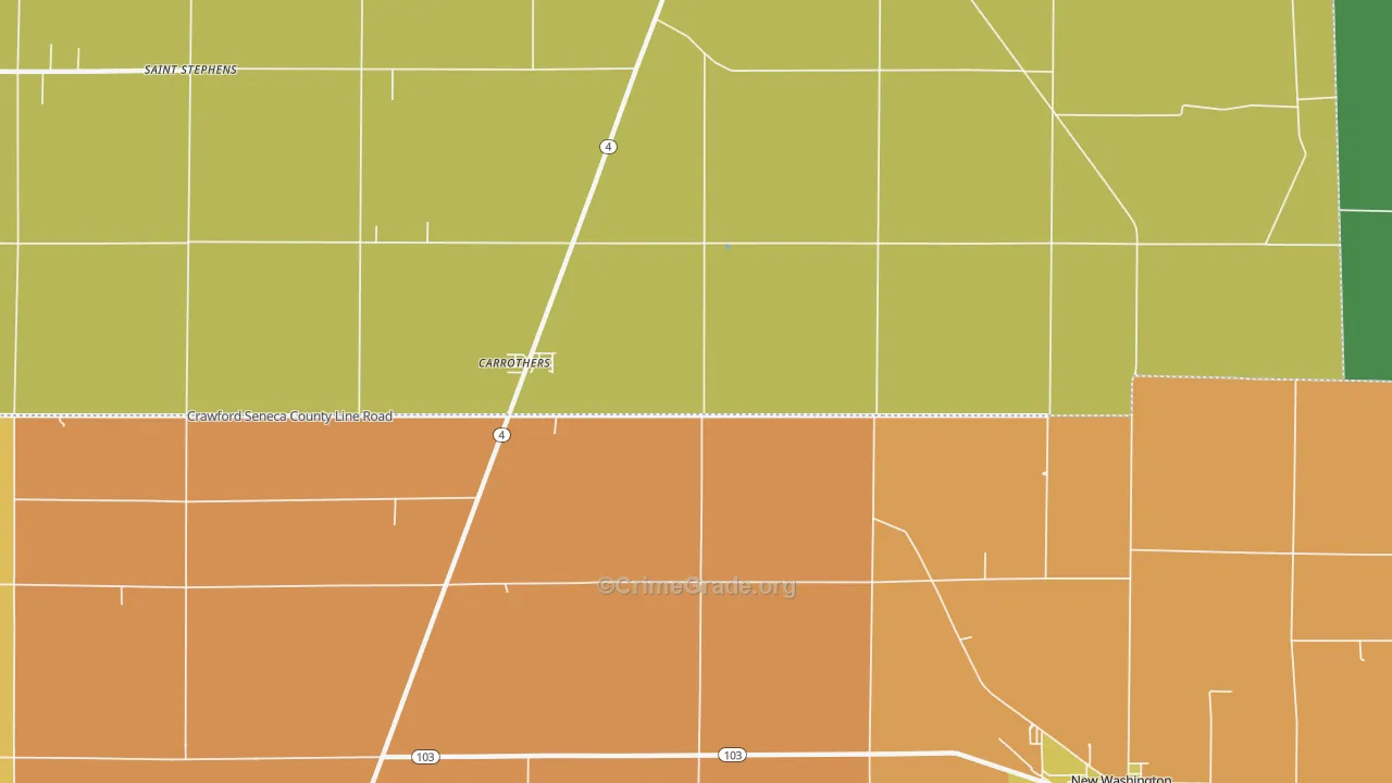 Carrothers, OH Map of Vandalism Rates