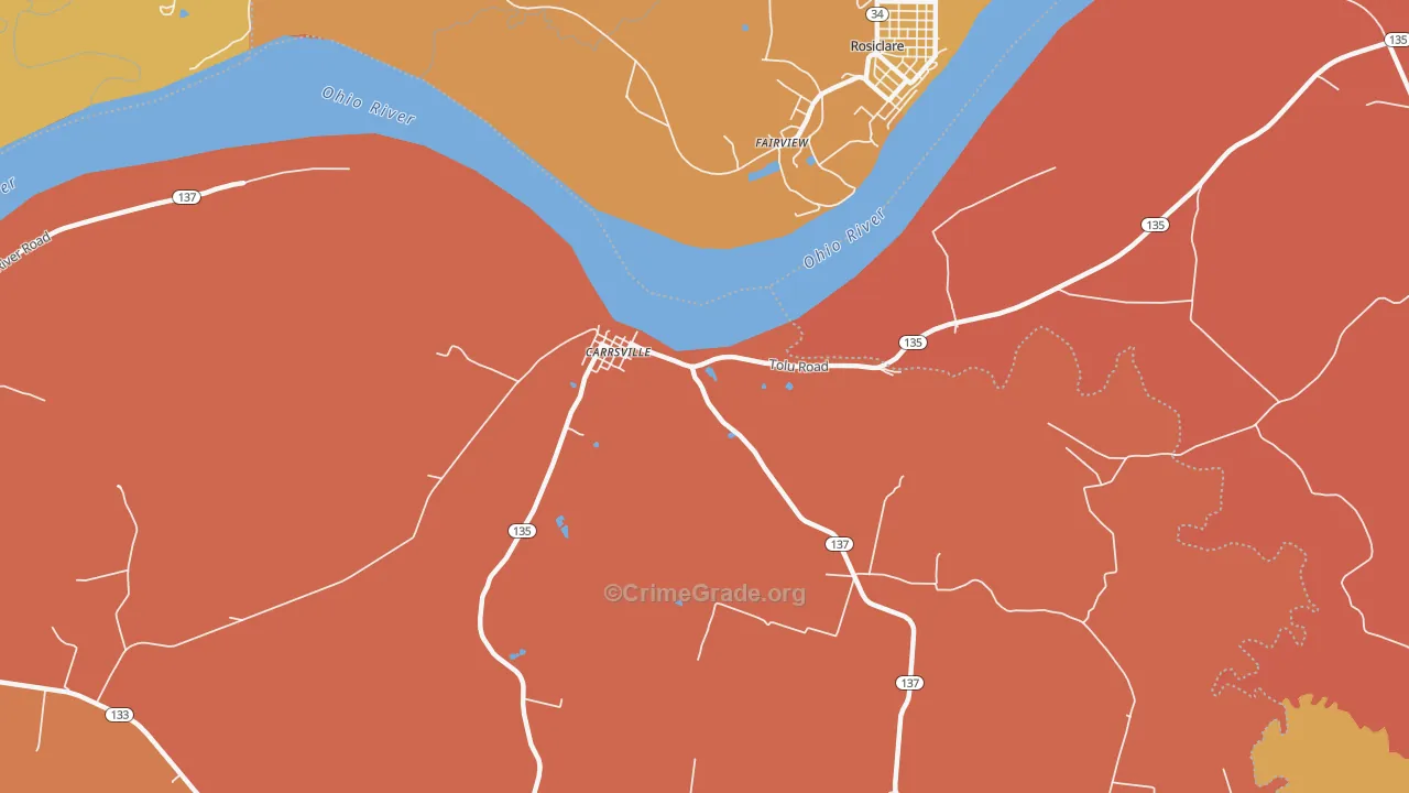 Carrsville, KY Map of Vandalism Rates