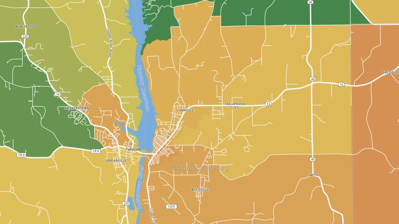 Carrville, AL Map of Vandalism Rates