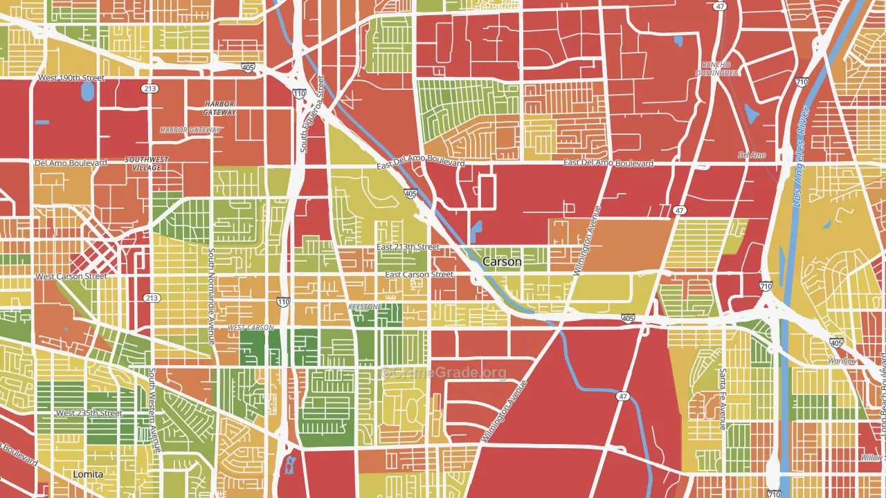 Carson, CA Map of Vandalism Rates