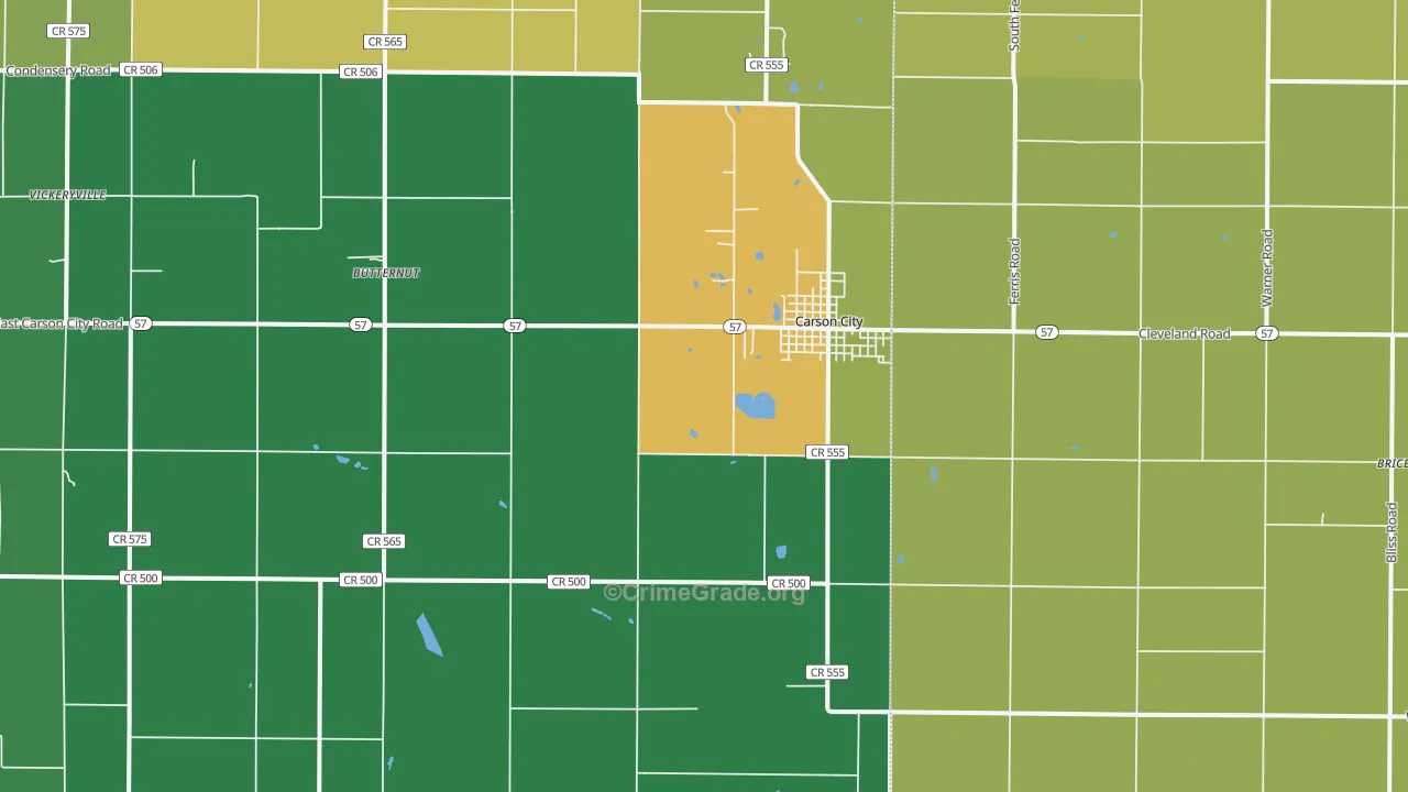Carson City, MI Map of Vandalism Rates
