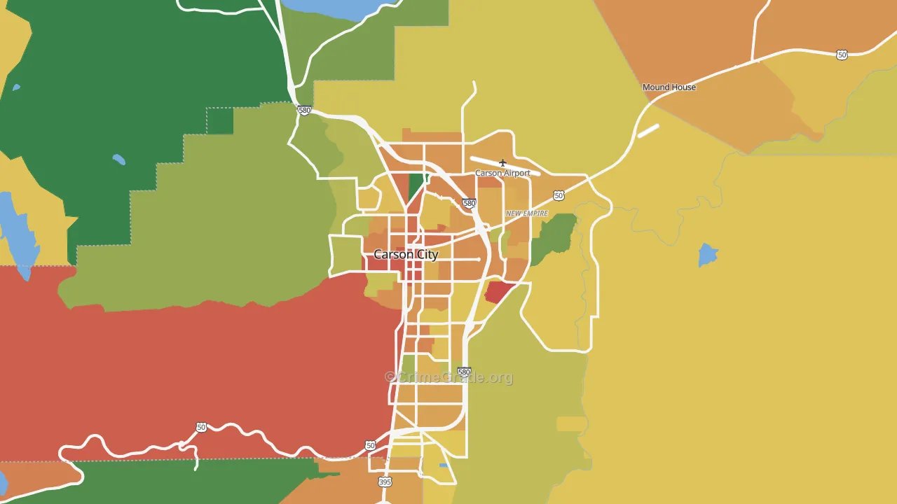 Carson City, NV Map of Vandalism Rates