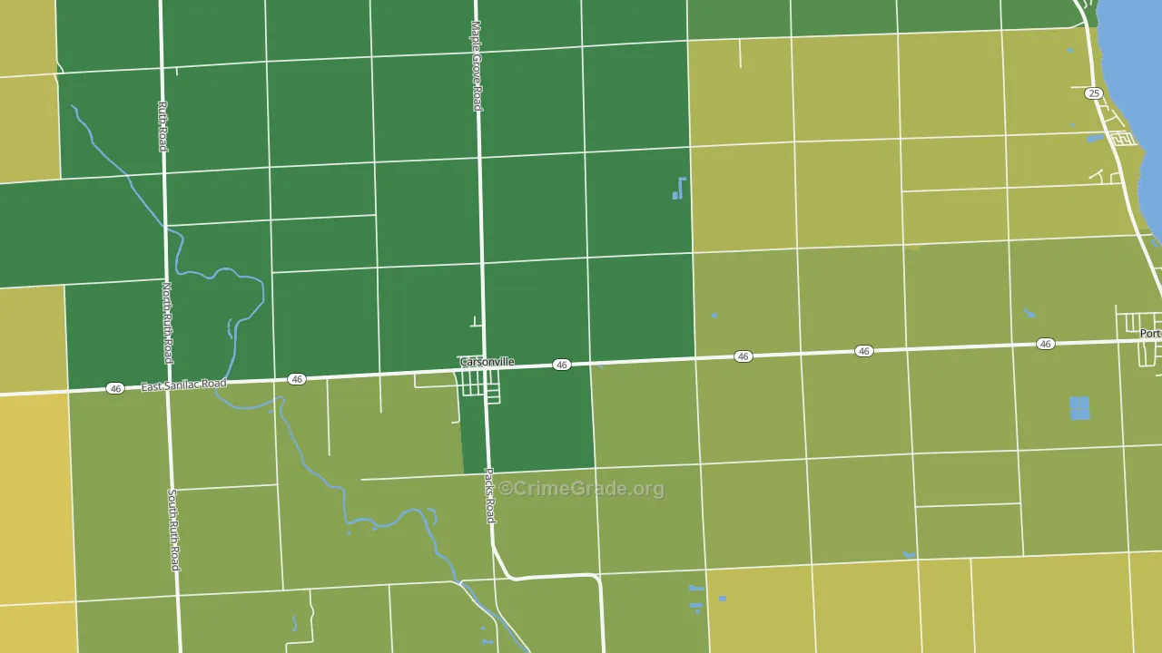 Carsonville, MI Map of Vandalism Rates