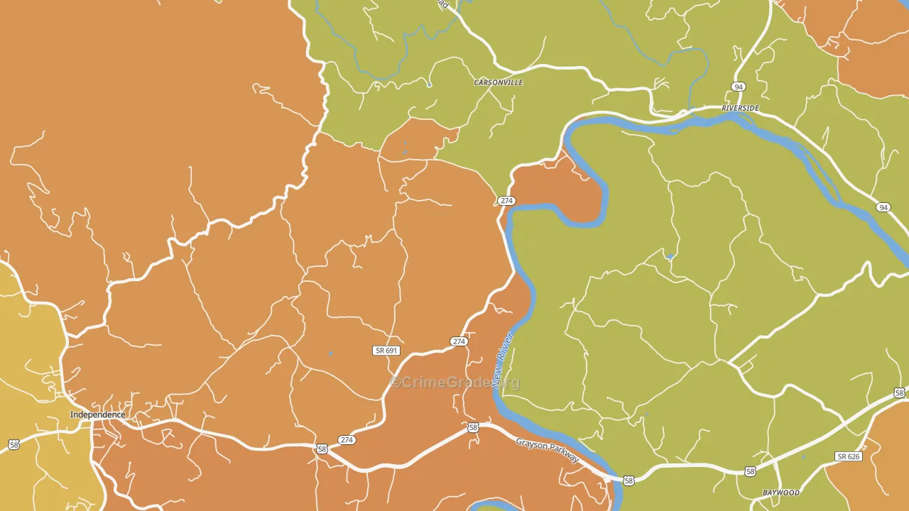 Carsonville, VA Map of Vandalism Rates