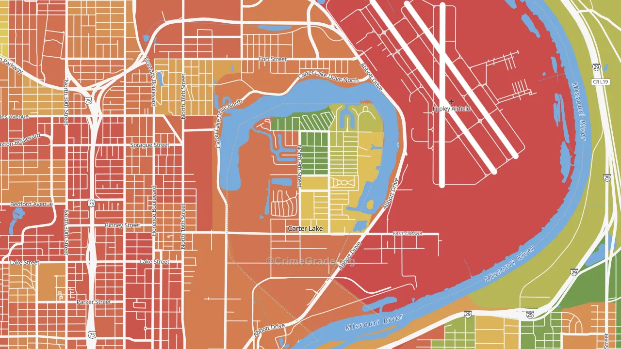 Carter Lake, IA Map of Vandalism Rates