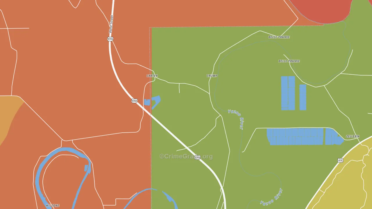 Carter, MS Map of Vandalism Rates
