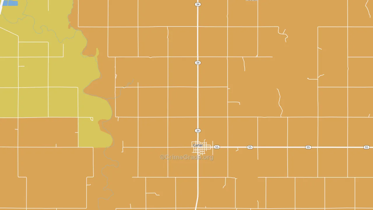 Carter, OK Map of Vandalism Rates
