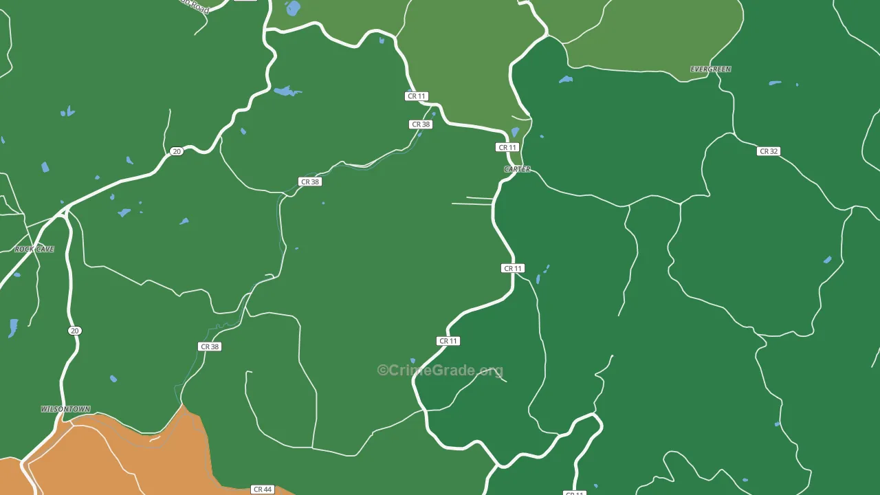Carter, WV Map of Vandalism Rates
