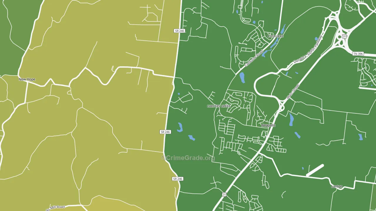 Carters Creek, TN Map of Vandalism Rates