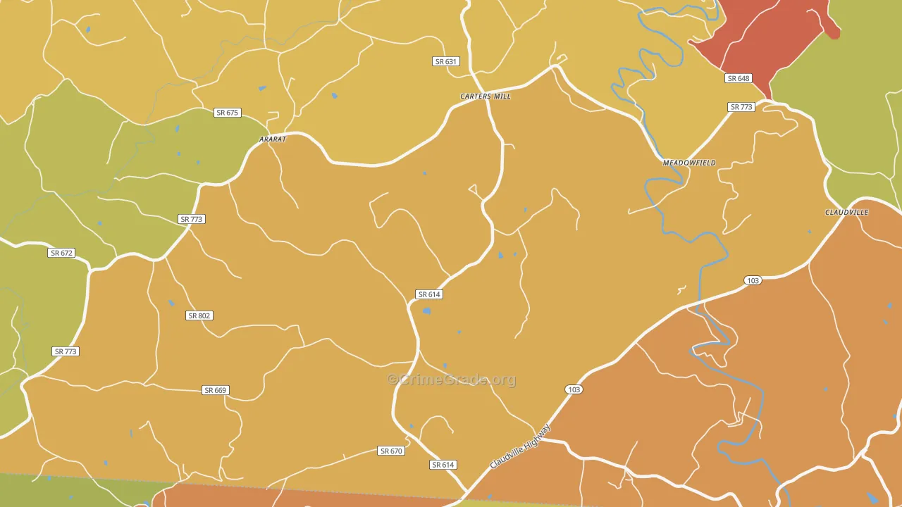 Carters Mills, VA Map of Vandalism Rates