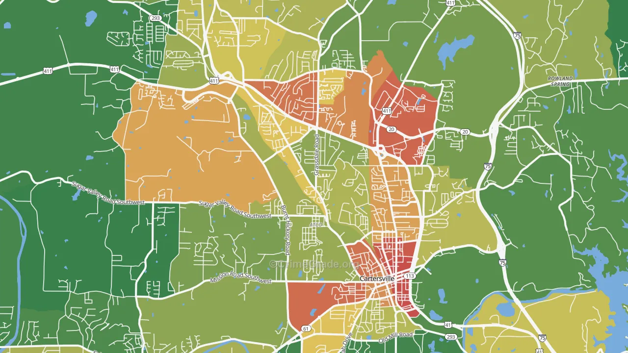 Cartersville, GA Map of Vandalism Rates