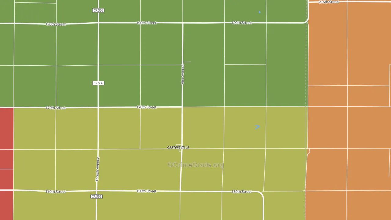 Cartersville, IA Map of Vandalism Rates