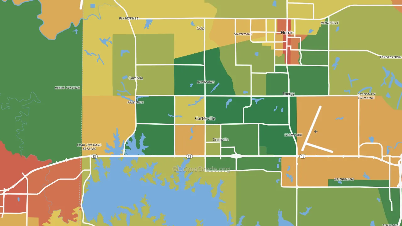 Carterville, IL Map of Vandalism Rates