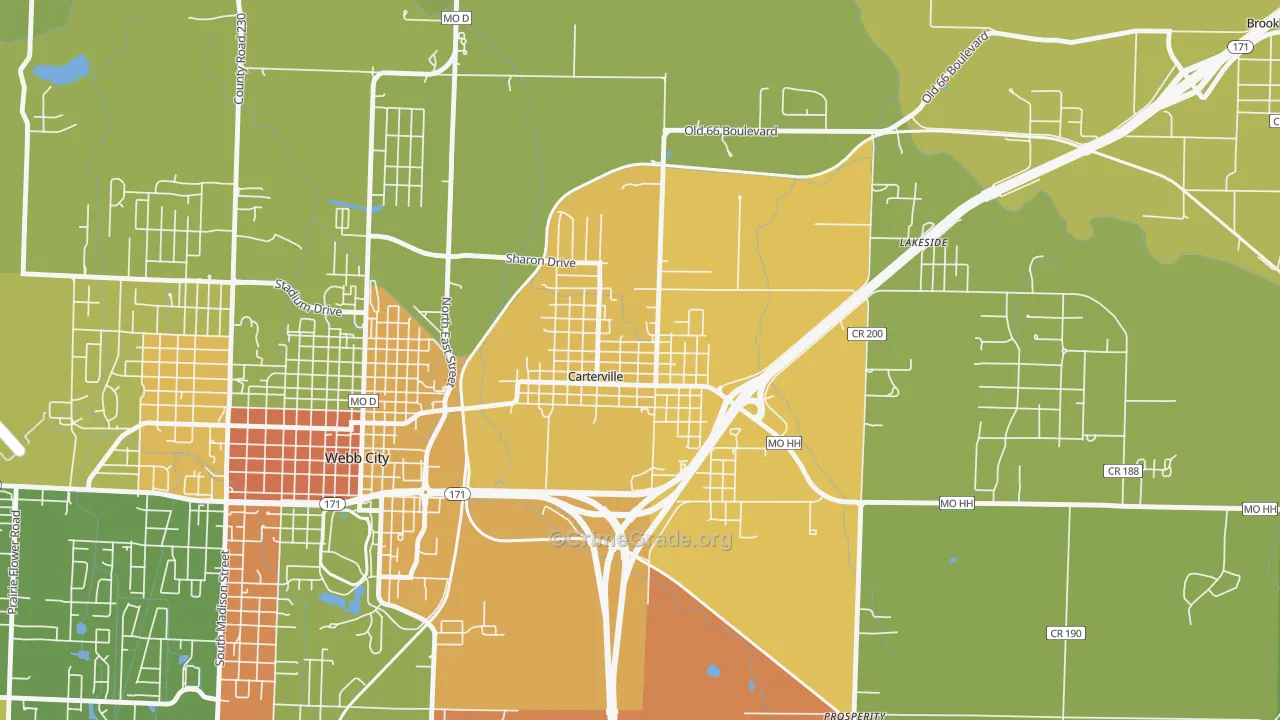 Carterville, MO Map of Vandalism Rates