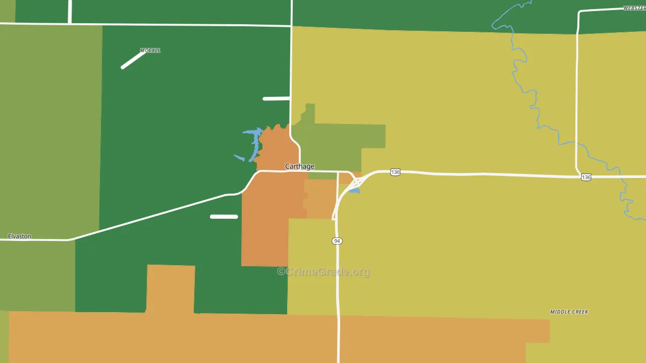 Carthage, IL Map of Vandalism Rates