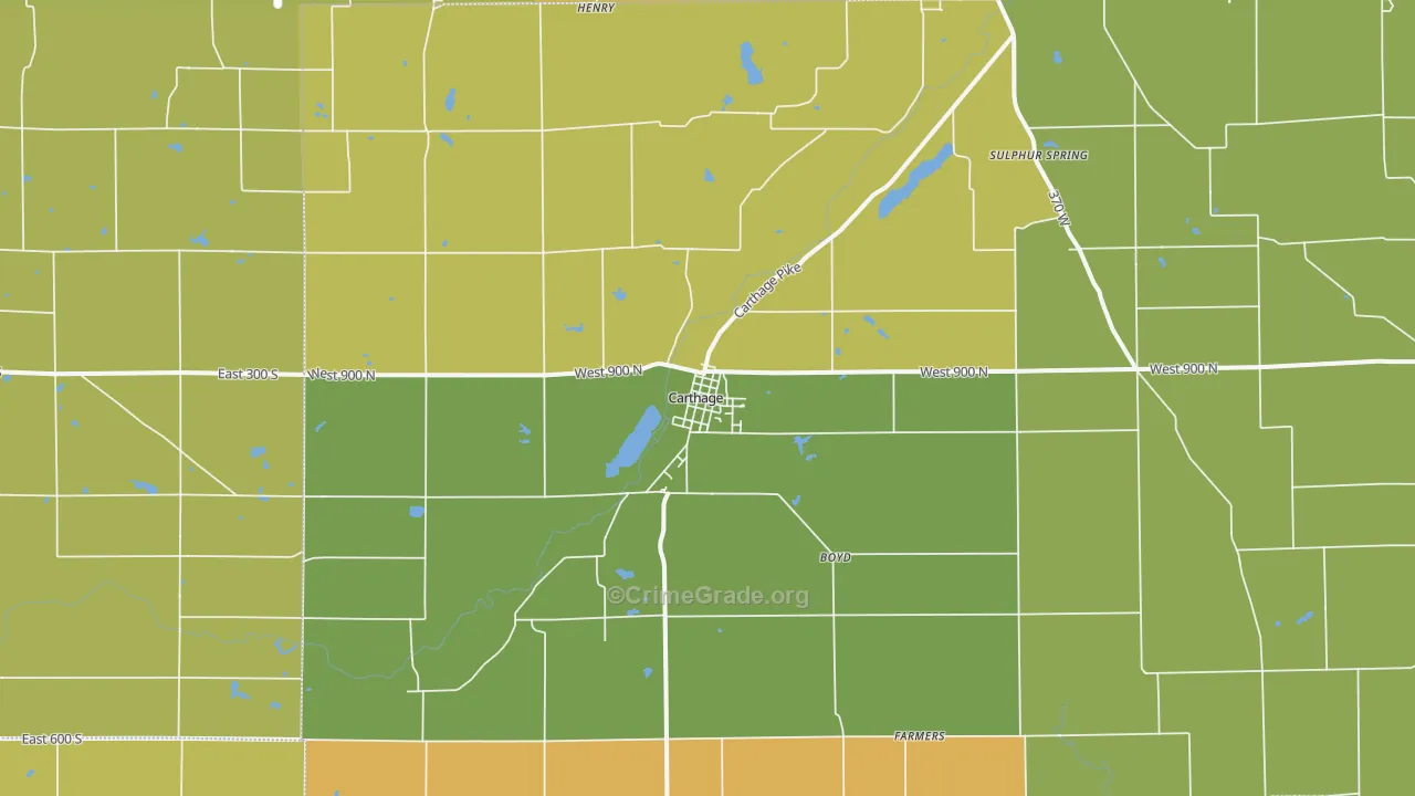 Carthage, IN Map of Vandalism Rates