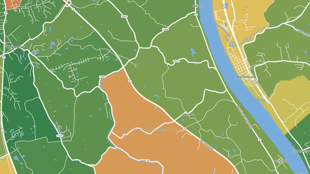 Carthage, KY Map of Vandalism Rates