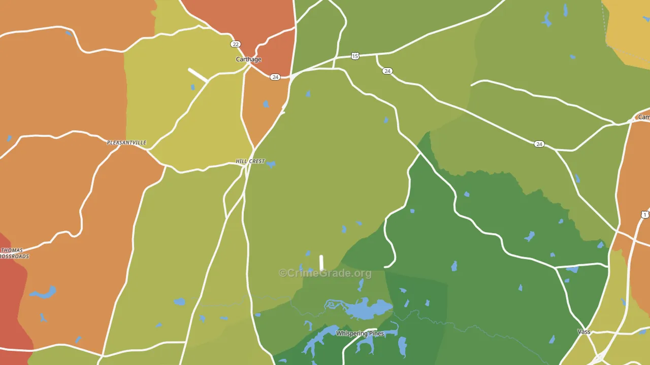 Carthage, NC Map of Vandalism Rates