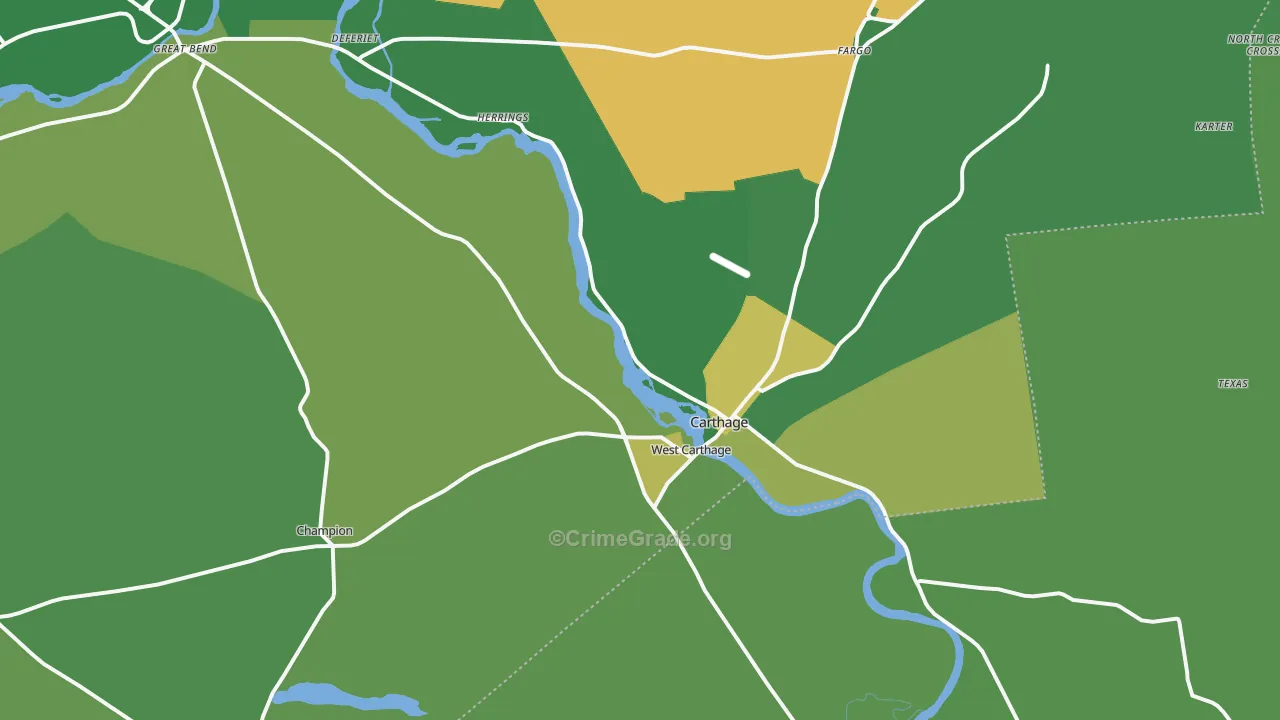 Carthage, NY Map of Vandalism Rates