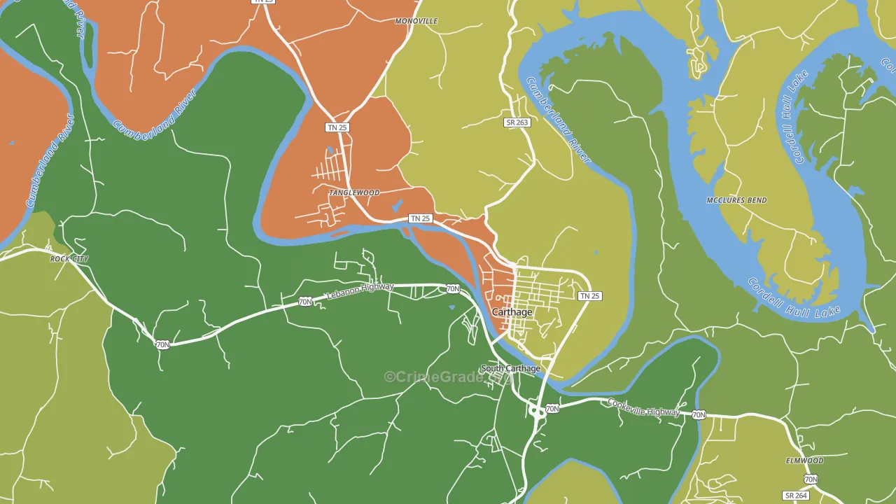 Carthage, TN Map of Vandalism Rates