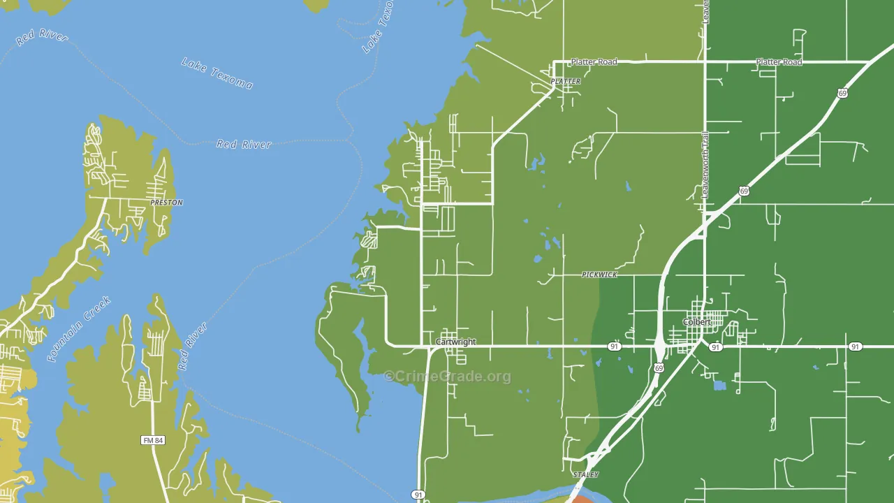 Cartwright, OK Map of Vandalism Rates