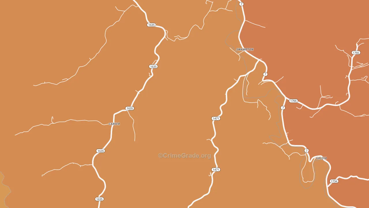 Carver, KY Map of Vandalism Rates