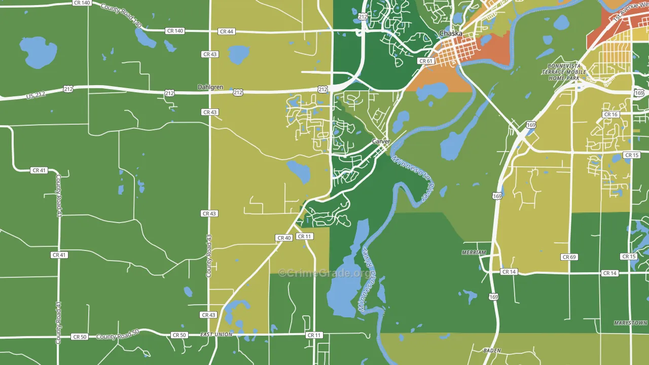 Carver, MN Map of Vandalism Rates