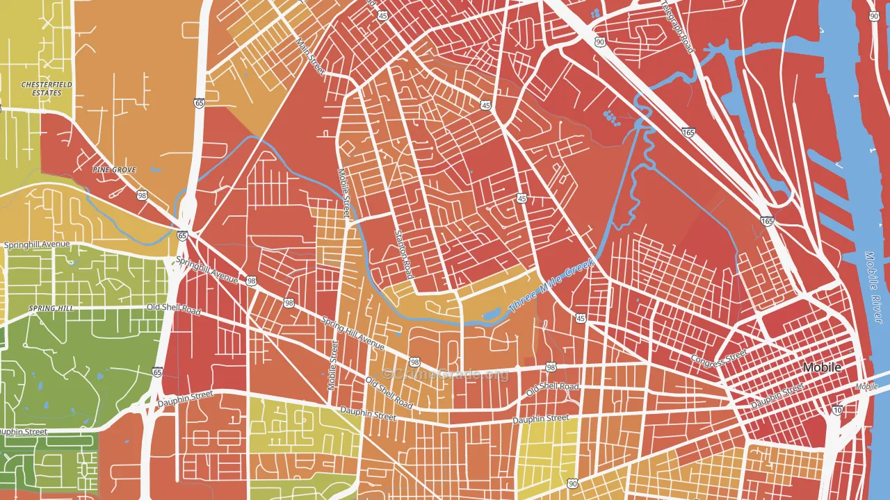 Carver, Mobile, AL Map of Vandalism Rates