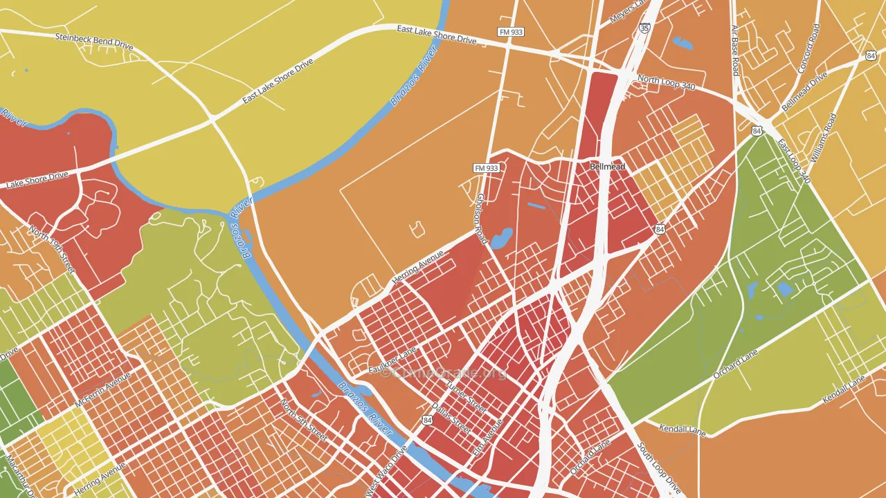Carver, Waco, TX Map of Vandalism Rates