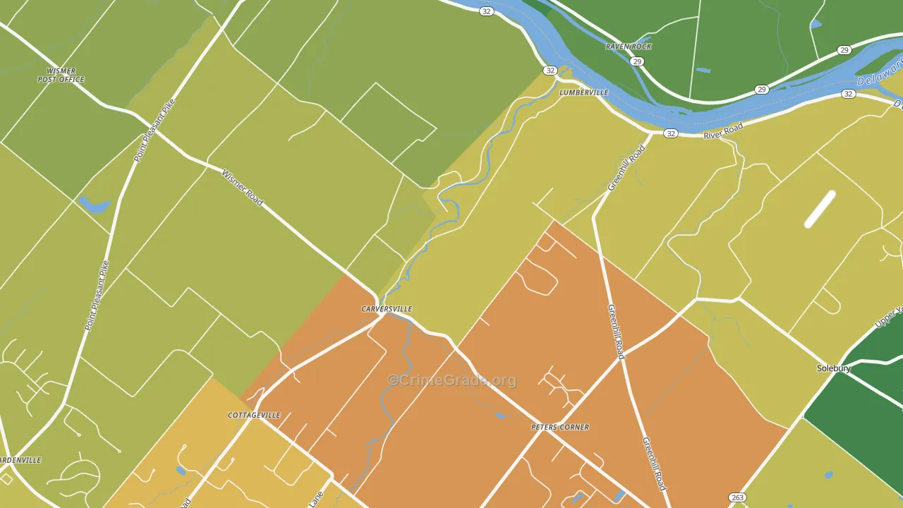 Carversville, PA Map of Vandalism Rates