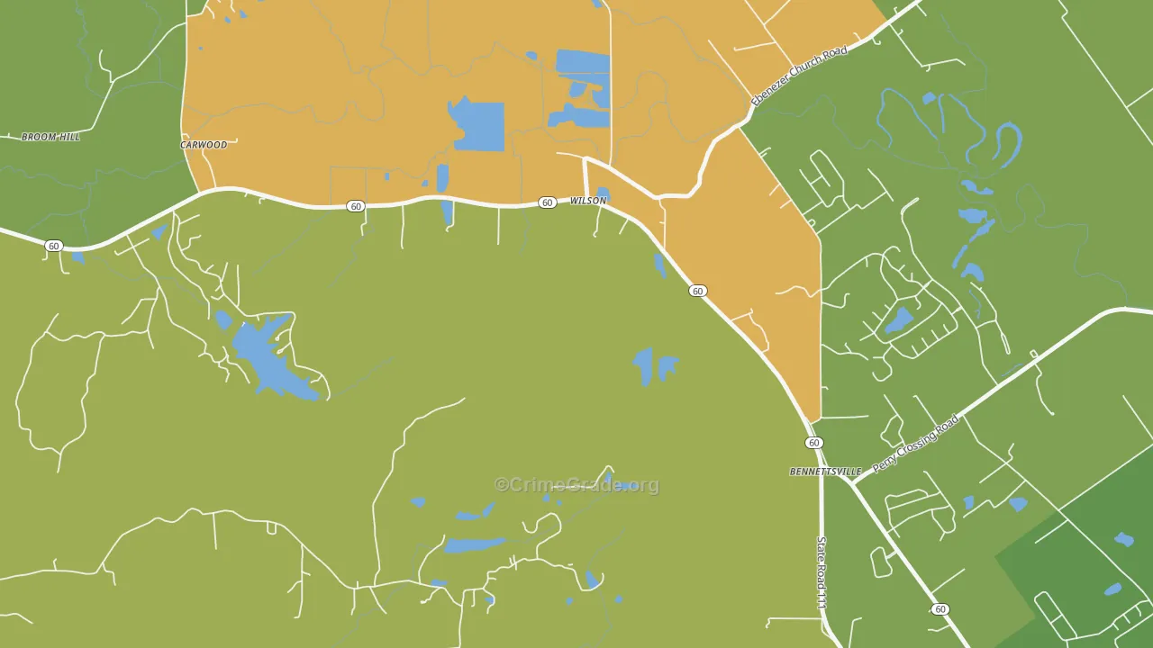 Carwood, IN Map of Vandalism Rates