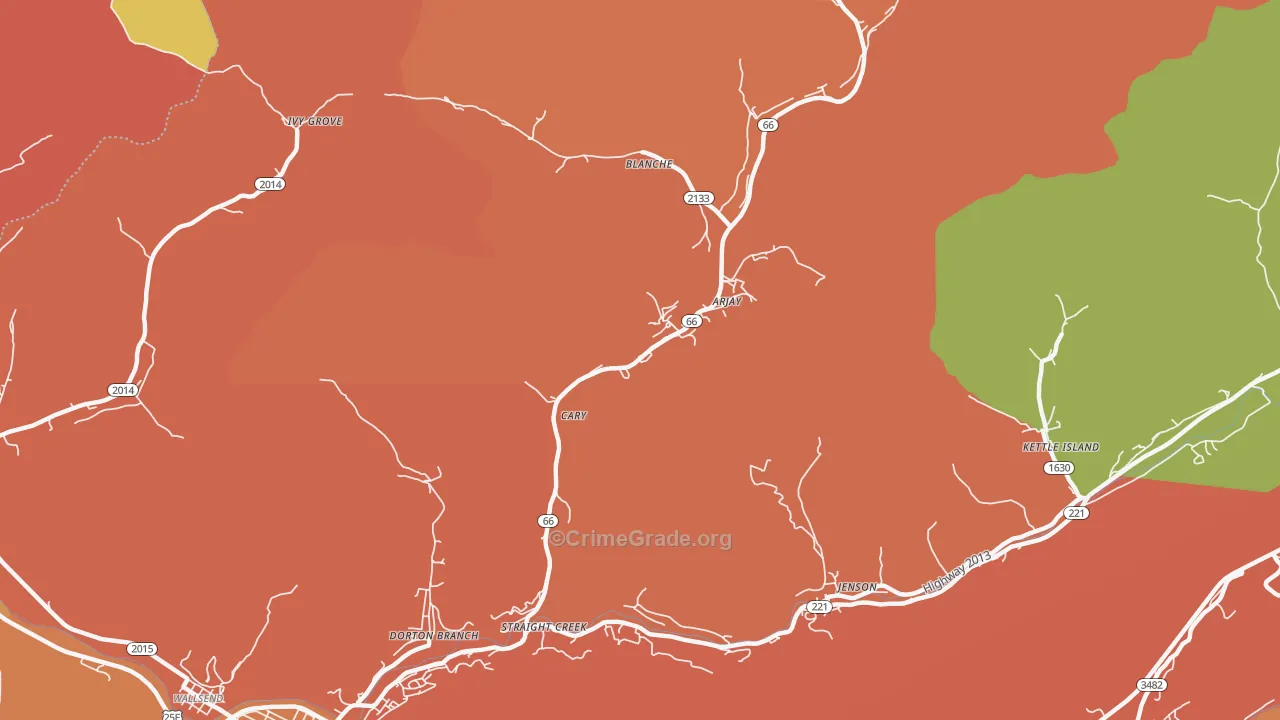Cary, KY Map of Vandalism Rates