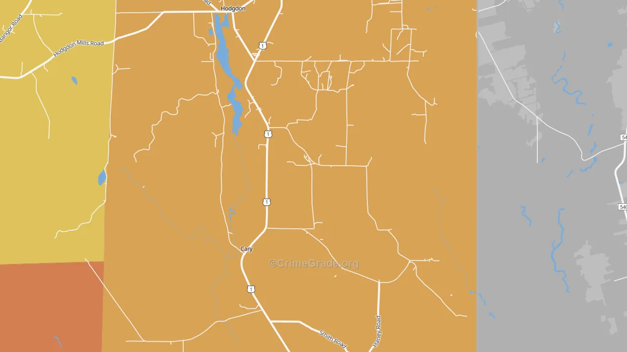 Cary, ME Map of Vandalism Rates
