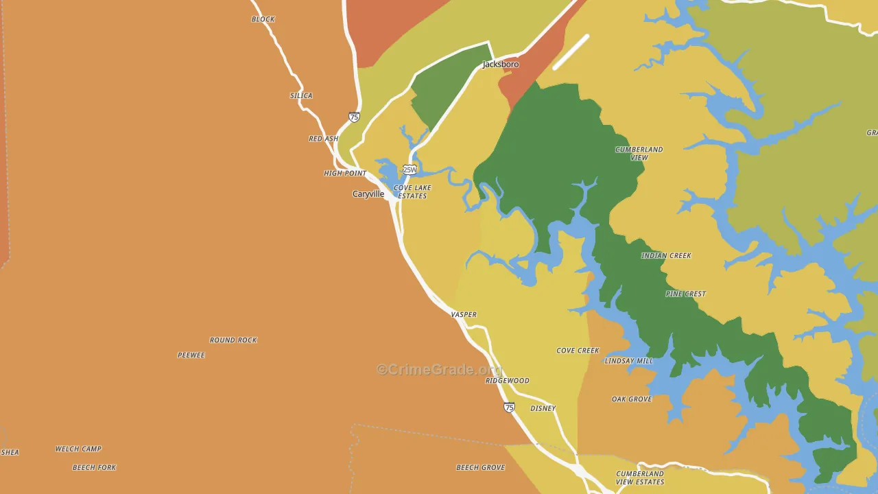 Caryville, TN Map of Vandalism Rates