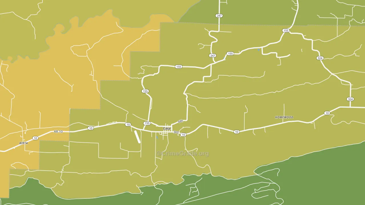 Casa, AR Map of Vandalism Rates