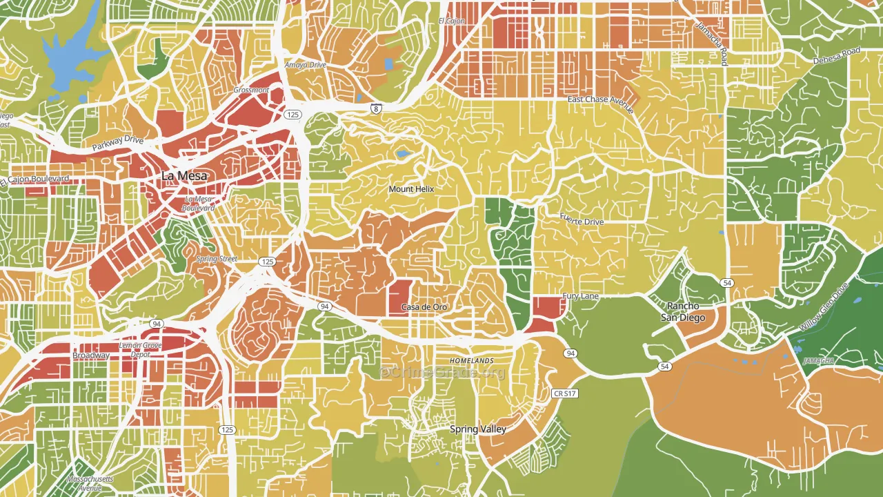Casa de Oro-Mount Helix, CA Map of Vandalism Rates