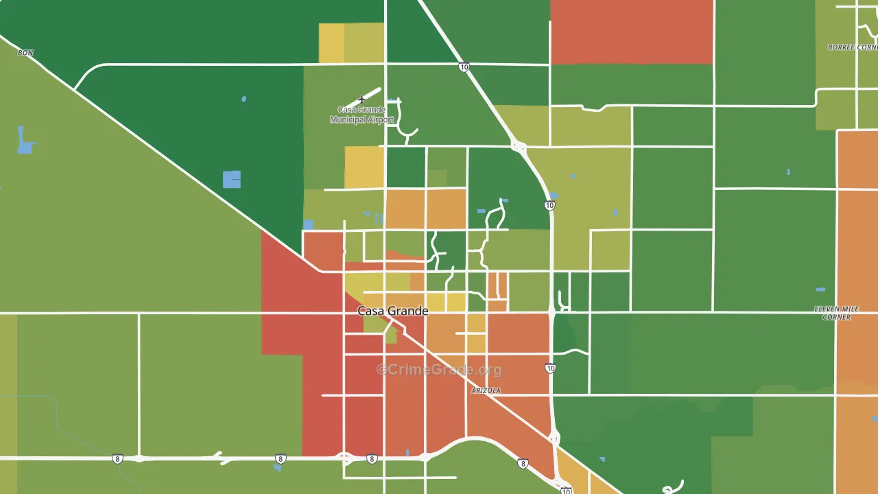Casa Grande, AZ Map of Vandalism Rates