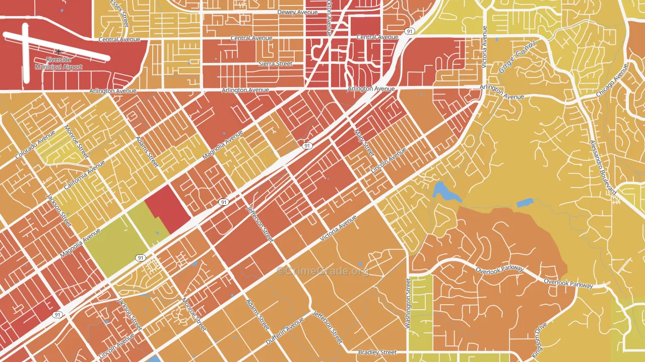 Casablanca, Riverside, CA Map of Vandalism Rates