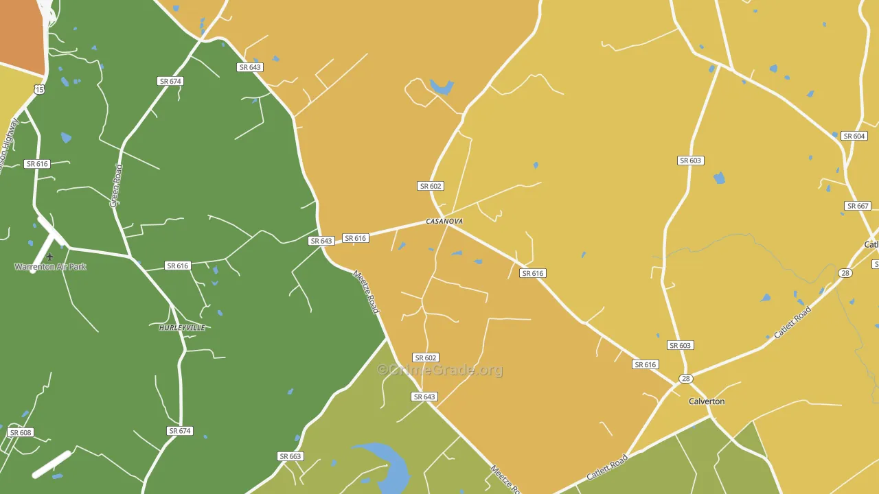 Casanova, VA Map of Vandalism Rates