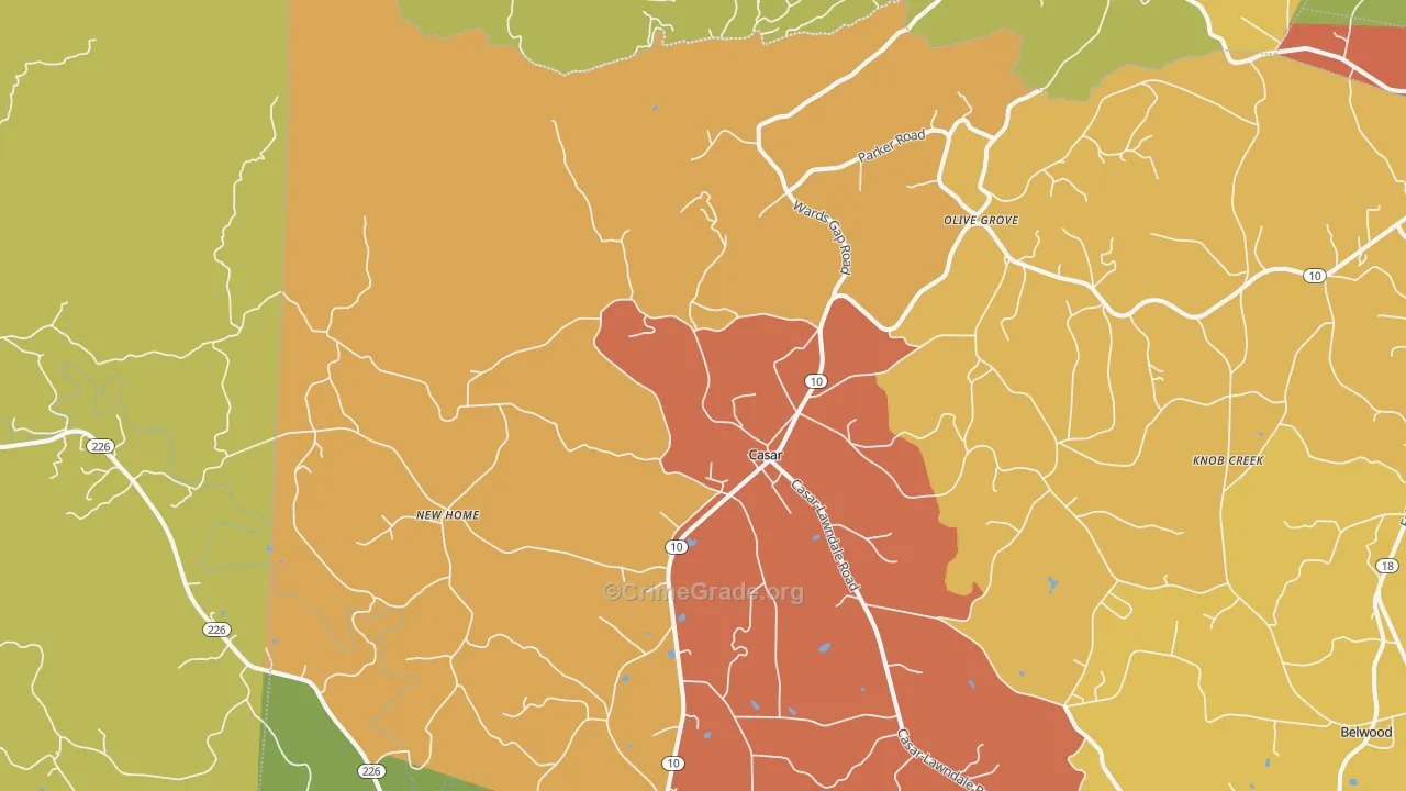 Casar, NC Map of Vandalism Rates