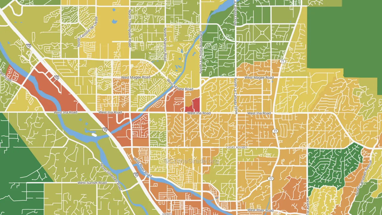 Casas Adobes, AZ Map of Vandalism Rates